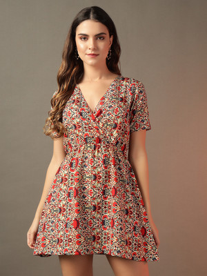 METRONAUT Women Fit and Flare Red Mini/Short Dress
