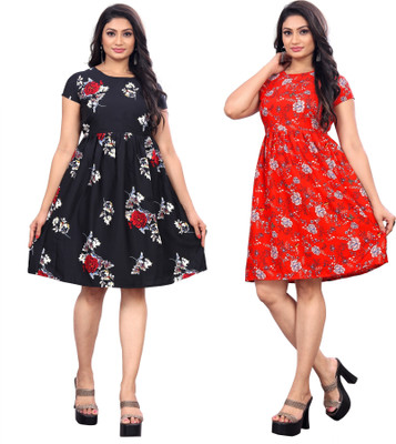 SARVOPAREE CREATION Women A-line Multicolor Knee Length Dress