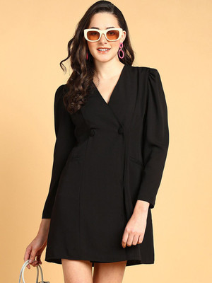 Roadster Women A-line Black Above Knee/Mid Thigh Length Dress