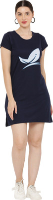 PREE GOO Women Ethnic Dress Dark Blue Above Knee/Mid Thigh Length Dress