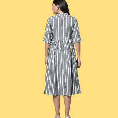 Suhani Creationnm Women Embroidered A-line Kurta(Blue, Grey)