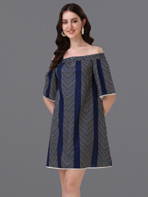 french crown Women A-line Blue Above Knee/Mid Thigh Length Dress