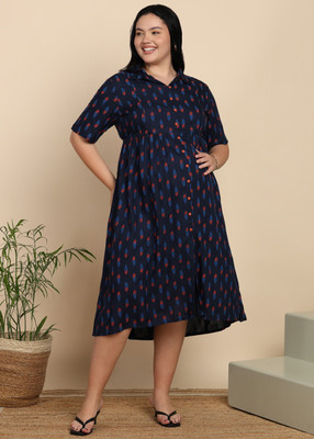 Yash Gallery Women Maxi Blue Midi/Calf Length Dress