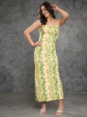 TANDUL Women Bodycon Multicolor Midi/Calf Length Dress