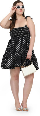 HouseOfCommon Women Fit and Flare Black Midi/Calf Length Dress