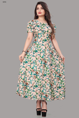 HouseOfCommon Women Maxi Green Full Length Dress