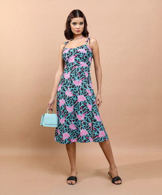 Tokyo Talkies Women Fit and Flare Multicolor Midi/Calf Length Dress