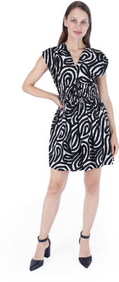 Fuegobella Women A-line Black, White Mini/Short Dress