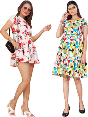 WOLISQ Women A-line Multicolor Mini/Short Dress