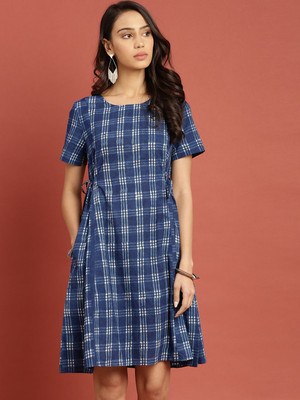 Taavi Women A-line Blue Above Knee/Mid Thigh Length Dress