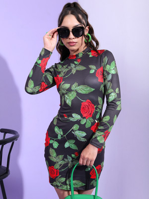 Tokyo Talkies Women Bodycon Black, Red, Green Above Knee/Mid Thigh Length Dress