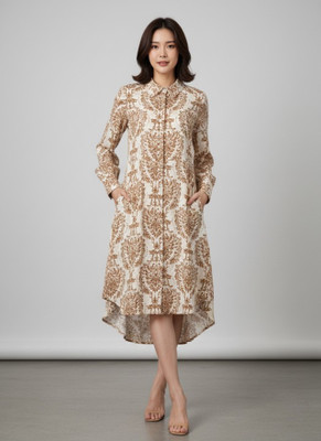 Leriya Fashion Women Ethnic Dress Brown Knee Length Dress