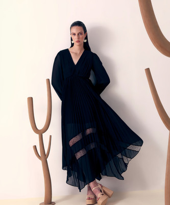 VERO MODA Women Fit and Flare Black Maxi/Full Length Dress