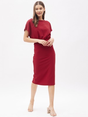 HARPA Women Bodycon Maroon Dress