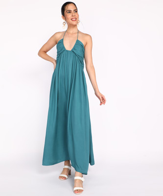 FOREVER 21 Women Maxi Blue Full Length Dress