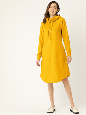 BRINNS Women A-line Yellow Knee Length Dress