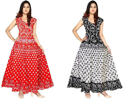 RADHA RANI COLLECTION Women A-line Yellow Maxi/Full Length Dress