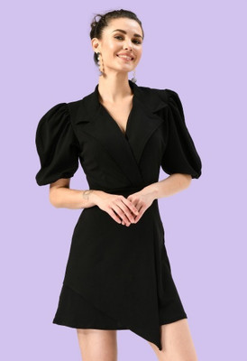 SFOTY Women Bodycon Black Above Knee/Mid Thigh Length Dress