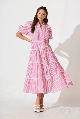 Burgstudio9 Women Ethnic Dress Pink Midi/Calf Length Dress