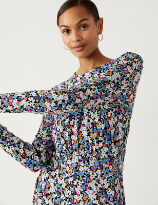 MARKS & SPENCER Women Skater Multicolor Above Knee/Mid Thigh Length Dress