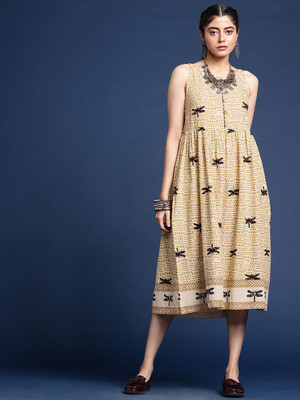 Taavi Women A-line Beige Midi/Calf Length Dress