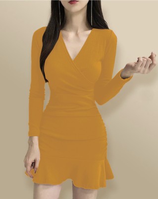 METRONAUT Women Bodycon Yellow Dress