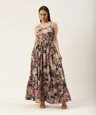 IQRAAR Women Fit and Flare Multicolor Midi/Calf Length Dress