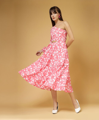 Oomph! Women A-line Pink Midi/Calf Length Dress
