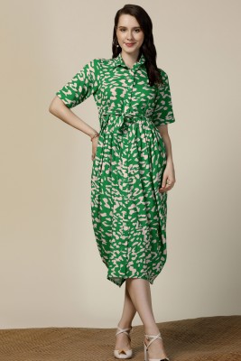 Ompax Women A-line Green Dress