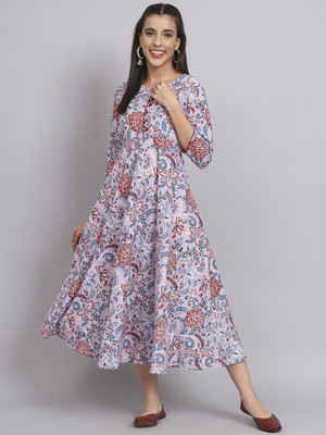 all about you Women A-line Purple Midi/Calf Length Dress