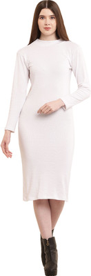Shyammc Women Bodycon White Knee Length Dress