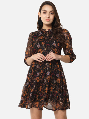 ALL WAYS YOU Women Skater Black Above Knee/Mid Thigh Length Dress