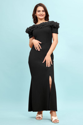 Nugo Women Bodycon Black Maxi/Full Length Dress