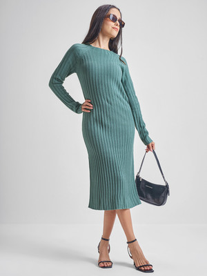 Tokyo Talkies Women Bodycon Light Green Knee Length Dress