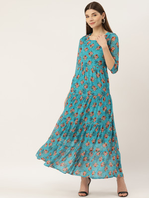Dressberry Women A-line Multicolor Maxi/Full Length Dress