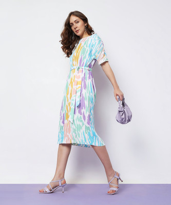 VERO MODA Women A-line Multicolor Midi/Calf Length Dress