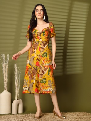 AAYU Women A-line Yellow Dress