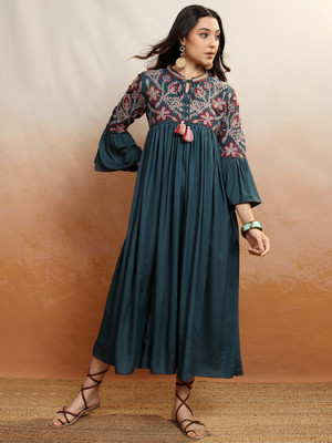 Vishudh Women Maxi Green Full Length Dress