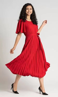 OMAYA Women A-line Red Dress