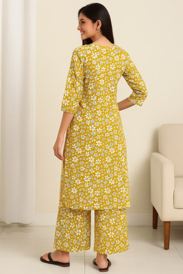 clotsage Women A-line Yellow Below Knee Dress