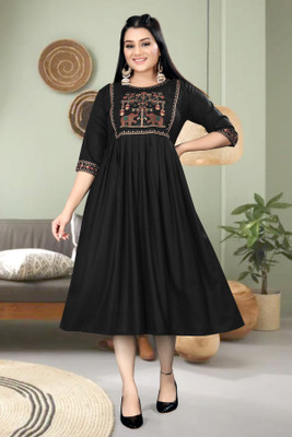 ShopGlobal Women Fit and Flare Black Maxi/Full Length Dress