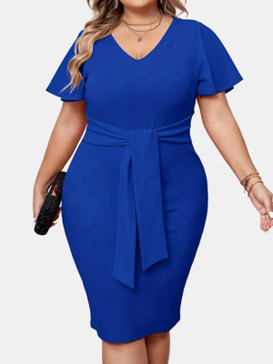 KOTTY Women Bodycon Blue Midi/Calf Length Dress