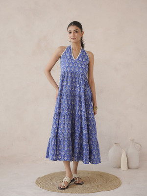 Goodhand Women Maxi Dark Blue Midi/Calf Length Dress