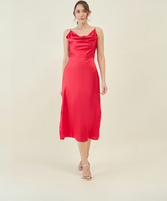 AAYU Women A-line Red Below Knee Dress