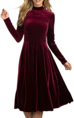 WestCHIC Women Fit and Flare Maroon Maxi/Full Length Dress