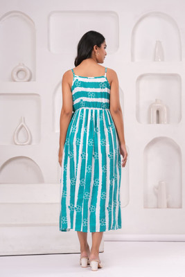 Bhawanaprint Women A-line Light Blue Maxi/Full Length Dress