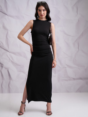 Tokyo Talkies Women Bodycon Black Maxi/Full Length Dress