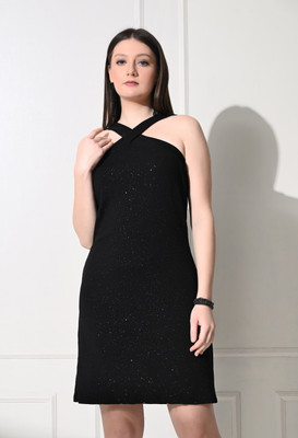 SAKSHI TRADER Women Bodycon Black Above Knee/Mid Thigh Length Dress