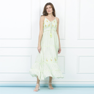 Majestic By Baani Women Maxi Green Full Length Dress