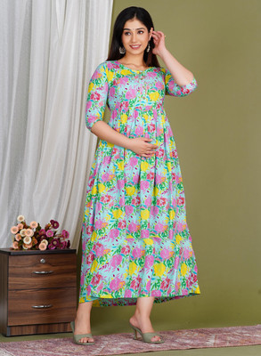 Stylishthreads Women Fit and Flare Light Blue Midi/Calf Length Dress